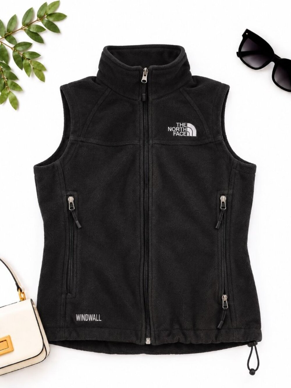 The North Face Women Vest WindWall Fleece Black XS Full-Zip Sleeveless Outdoor